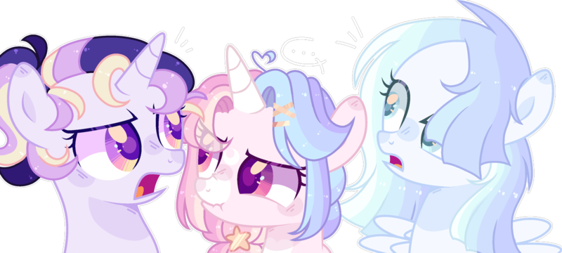 Size: 1280x576 | Tagged: safe, artist:moon-rose-rosie, derpibooru import, oc, oc:astral moonlight, oc:celestial moon, oc:smooth blue, alicorn, pegasus, pony, base used, female, filly, magical lesbian spawn, offspring, parent:rainbow dash, parent:twilight sparkle, parents:twidash, scrunchy face, simple background, transparent background