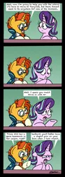 Size: 1300x3507 | Tagged: safe, artist:bobthedalek, derpibooru import, starlight glimmer, sunburst, pony, unicorn, a horse shoe-in, comic, dialogue, implied shipping, implied starburst, implied straight, implied trixie, scrunchy face, speech bubble, starlight is not amused, sunburst is a goddamn genius, unamused