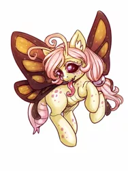 Size: 1200x1600 | Tagged: safe, artist:noupie, derpibooru import, butterfly, butterfly pony, hybrid, original species, pony, simple background, solo, white background