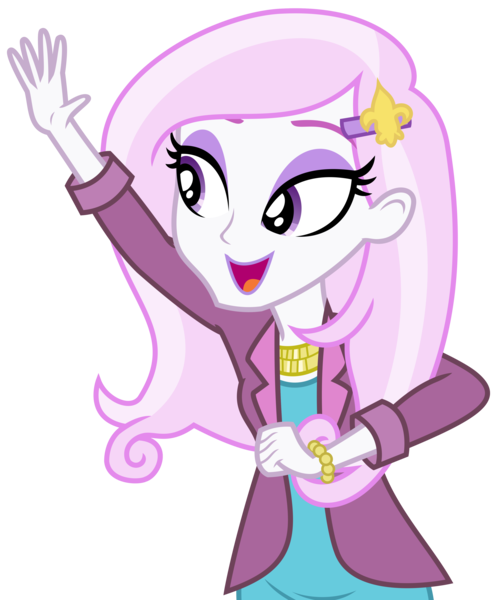 Size: 3496x4217 | Tagged: safe, artist:sketchmcreations, derpibooru import, fleur-de-lis, equestria girls, equestria girls series, tip toppings, spoiler:choose your own ending (season 2), spoiler:eqg series (season 2), bracelet, cute, female, fleurabetes, hairclip, jewelry, open mouth, raised hand, simple background, smiling, transparent background, vector