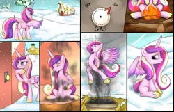 Size: 626x402 | Tagged: safe, artist:3500joel, derpibooru import, princess cadance, alicorn, pony, burned, burned butt, butt, butt fire, chimney, comic, female, fire, literal butthurt, mare, pain, plot, snow, solo, soot