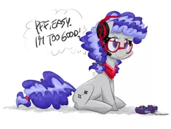 Size: 4000x3000 | Tagged: safe, artist:flutterthrash, derpibooru import, oc, oc:cinnabyte, unofficial characters only, earth pony, pony, adorkable, bandana, cocky, controller, cute, dork, earth pony oc, female, gamecube controller, gaming headset, glasses, headphones, headset, mare, smug, solo, thought bubble