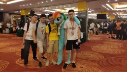 Size: 2048x1152 | Tagged: chengdu, china, derpibooru import, fursuit, human, irl, irl human, photo, rainbow dash, safe, tianfu bronycon