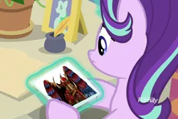 Size: 810x540 | Tagged: safe, derpibooru import, edit, edited screencap, screencap, starlight glimmer, pony, a horse shoe-in, female, if the emperor had a text-to-speech device, magnus the red, mare, primarch, this will end in warp storms, warhammer (game), warhammer 40k