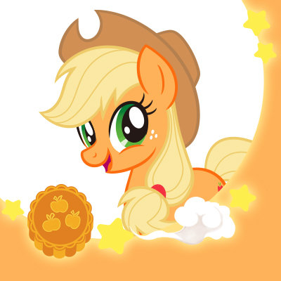 Size: 400x400 | Tagged: safe, derpibooru import, official, applejack, earth pony, pony, bust, cute, food, jackabetes, mid-autumn festival, mooncake, portrait, solo, stock vector