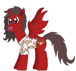 Size: 2617x2448 | Tagged: safe, artist:supahdonarudo, derpibooru import, oc, oc:ironyoshi, unofficial characters only, bat pony, pony, bat ponified, clothes, eeee, fangs, ironbatty, open mouth, race swap, shirt, simple background, torn clothes, transparent background