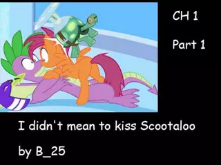 Size: 480x360 | Tagged: safe, artist:minanfranco, derpibooru import, scootaloo, spike, tank, dragon, pegasus, pony, tortoise, fanfic, accidental kiss, butt, female, helmet, kiss on the lips, kissing, male, older, older scootaloo, older spike, plot, scootaspike, shipping, straight, wide eyes