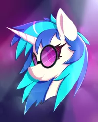 Size: 2880x3600 | Tagged: safe, artist:silshadnic, deleted from derpibooru, derpibooru import, vinyl scratch, pony, unicorn, bust, female, looking back, portrait, simple background, solo