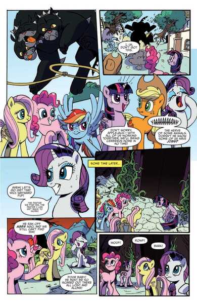 Size: 993x1528 | Tagged: alicorn, applejack, artist:pencils, cerberus, derpibooru import, fluttershy, idw, mane six, multiple heads, pinkie pie, preview, rainbow dash, rarity, safe, spoiler:comic, spoiler:comic82, three heads, twilight sparkle, twilight sparkle (alicorn)