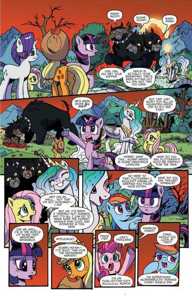 Size: 993x1528 | Tagged: alicorn, applejack, artist:pencils, cerberus, derpibooru import, fluttershy, idw, mane six, multiple heads, pinkie pie, preview, princess celestia, rainbow dash, rarity, safe, spoiler:comic, spoiler:comic82, three heads, twilight sparkle, twilight sparkle (alicorn)