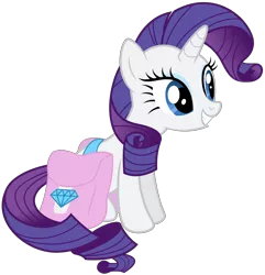 Size: 3200x3322 | Tagged: safe, artist:ready2fail, derpibooru import, rarity, pony, unicorn, .ai available, bag, cute, female, mare, raribetes, saddle bag, simple background, sitting, smiling, solo, transparent background, vector