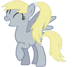 Size: 681x596 | Tagged: safe, artist:blackgryph0n, artist:drugzrbad, artist:winxflorabloomroxy, derpibooru import, derpy hooves, pegasus, pony, base used, cute, daaaaaaaaaaaw, derpabetes, eyes closed, female, mare, ponytail, raised hoof, simple background, smiling, solo, transparent background, vector, wings