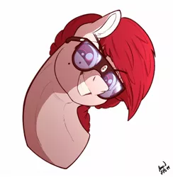 Size: 1306x1339 | Tagged: safe, artist:amazin-a, banned from derpibooru, deleted from derpibooru, derpibooru import, oc, oc:dbpony, unofficial characters only, pony, bust, glasses, head tilt, image, jpeg, looking at you, male, simple background, smiling, solo, stallion, white background