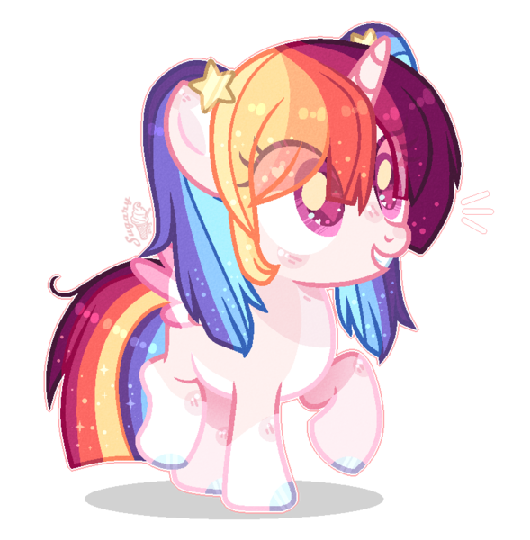 Size: 826x842 | Tagged: safe, artist:elementbases, artist:sugaryicecreammlp, derpibooru import, oc, oc:astral star, unofficial characters only, alicorn, pony, base used, eye clipping through hair, female, filly, magical lesbian spawn, multicolored hair, next generation, offspring, parent:rainbow dash, parent:twilight sparkle, parents:twidash, rainbow hair, raised hoof, simple background, solo, transparent background