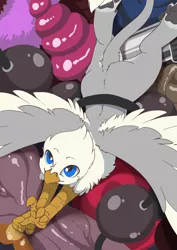 Size: 1234x1746 | Tagged: suggestive, artist:arctic-fox, derpibooru import, oc, oc:der, unofficial characters only, gryphon, anal beads, buttplug, dildo, micro, sex toy, solo