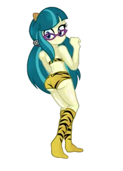 Size: 2077x2889 | Tagged: suggestive, artist:branewashpv, derpibooru import, juniper montage, equestria girls, spoiler:eqg specials, clothes, cosplay, costume, female, lum invader, sexy, simple background, solo, transparent background, urusei yatsura