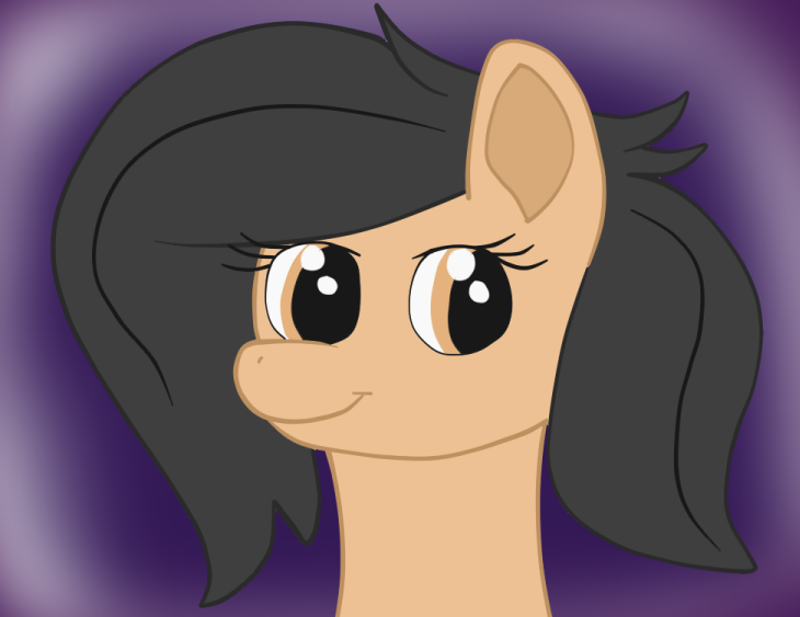 Size: 730x563 | Tagged: safe, derpibooru import, oc, pegasus, pony, colored, colored sketch, flat colors, happy, looking to the right, purple background, simple background, smiling, solo