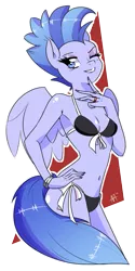 Size: 509x1020 | Tagged: anthro, anthro oc, artist:shelltoon, bikini, clothes, derpibooru import, female, mare, mohawk, nail polish, oc, oc:nimbostratus, pegasus, safe, simple background, solo, swimsuit, transparent background, unofficial characters only