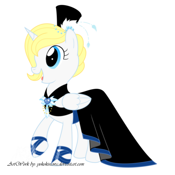 Size: 900x900 | Tagged: safe, artist:yokokinawa, derpibooru import, oc, oc:angel, alicorn, pony, alicorn oc, blue eyes, clothes, dress, gala dress, hat, horn, jewelry, simple background, top hat, transparent background, wings