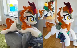 Size: 4744x2956 | Tagged: artist:epicrainbowcrafts, autumn blaze, derpibooru import, human, irl, irl human, kirin, life size, photo, plushie, safe, solo