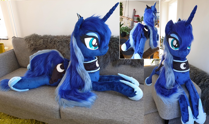 Size: 5096x3024 | Tagged: safe, artist:epicrainbowcrafts, derpibooru import, princess luna, pony, irl, life size, photo, plushie, prone, solo