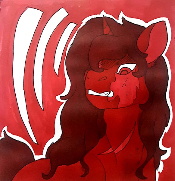 Size: 1972x2036 | Tagged: safe, artist:euspuche, derpibooru import, oc, oc:bean, pony, unicorn, bust, female, portrait, traditional art