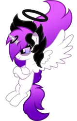 Size: 1280x2011 | Tagged: safe, artist:fletcherthehuntress, derpibooru import, oc, oc:almessea wishcrusher, alicorn, pony, alicorn oc, female, halo, horn, mare, simple background, solo, transparent background, vector, wings