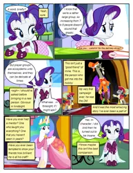 Size: 612x792 | Tagged: safe, artist:newbiespud, derpibooru import, edit, edited screencap, screencap, princess celestia, rarity, alicorn, earth pony, pony, unicorn, comic:friendship is dragons, make new friends but keep discord, background pony, big crown thingy, clothes, comic, dialogue, dress, element of magic, ethereal mane, female, gala dress, grin, hat, hoof shoes, implied applejack, implied pinkie pie, jewelry, looking up, male, mare, musical instrument, regalia, screencap comic, smiling, stallion, suit, thinking, top hat, trumpet, worried