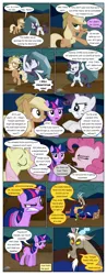 Size: 612x1554 | Tagged: safe, artist:newbiespud, derpibooru import, edit, edited screencap, screencap, applejack, discord, fluttershy, rarity, tom, twilight sparkle, draconequus, earth pony, pegasus, pony, unicorn, comic:friendship is dragons, the return of harmony, angry, argument, arm behind head, comic, concerned, couch, d:, dialogue, discorded, eyes closed, female, flutterbitch, food, freckles, frown, greedity, gritted teeth, hat, kicking, liarjack, male, mare, open mouth, popcorn, rock, screencap comic, sitting, smiling, smirk, smug, surprised, unicorn twilight