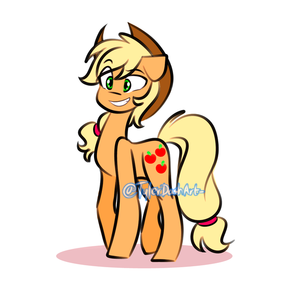 Size: 1000x1000 | Tagged: safe, artist:tylerdashart, derpibooru import, applejack, earth pony, pony, cute, eye clipping through hair, female, jackabetes, mare, simple background, smiling, solo, white background