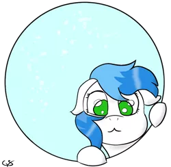 Size: 800x780 | Tagged: safe, derpibooru import, oc, oc:oceana ice, unofficial characters only, pony, blue mane, circle, cute, green eyes, peeking, simple background, transparent background