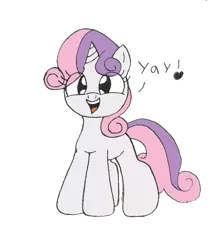 Size: 911x1044 | Tagged: safe, artist:nobody-hares, derpibooru import, sweetie belle, pony, unicorn, cute, dialogue, diasweetes, female, filly, simple background, solo, transparent background, yay