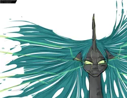 Size: 1024x792 | Tagged: artist:longtailshort, changeling, changeling queen, derpibooru import, female, looking at you, queen chrysalis, safe, shodan, solo, system shock