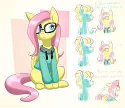 Size: 1500x1300 | Tagged: safe, artist:hoshinousagi, derpibooru import, fluttershy, zephyr breeze, pegasus, pony, ..., anime, brother and sister, clothes, dialogue, duo, female, glasses, hipster, hoodie, male, mare, otaku, otakushy, siblings, sitting, stallion, sword art online