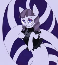 Size: 740x820 | Tagged: safe, artist:tilling-tan, derpibooru import, inky rose, lamia, original species, snake, snake pony, clothes, coils, eyeshadow, fangs, lamiafied, makeup, slit eyes, species swap