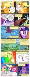Size: 612x1553 | Tagged: safe, artist:newbiespud, derpibooru import, edit, edited screencap, screencap, applejack, discord, fluttershy, pinkie pie, rarity, twilight sparkle, draconequus, earth pony, pegasus, pony, unicorn, comic:friendship is dragons, the return of harmony, big crown thingy, bullseye, comic, dialogue, discorded, element of generosity, element of honesty, element of kindness, element of laughter, element of magic, eyes closed, female, floating, flutterbitch, freckles, frown, glowing eyes, greedity, hat, jewelry, laughing, liarjack, lightning, male, map of equestria, mare, picnic blanket, rainbow, regalia, screencap comic, smiling, sun hat, thinking, unicorn twilight, wide eyes