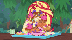 Size: 1920x1080 | Tagged: safe, derpibooru import, screencap, sunset shimmer, equestria girls, equestria girls series, wake up!, spoiler:choose your own ending (season 2), spoiler:eqg series (season 2), animated, junk food, no sound, stuffing, this will end in type 2 diabetes, wake up!: pinkie pie, webm