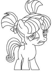 Size: 390x534 | Tagged: safe, artist:alexanderwilliams, deleted from derpibooru, derpibooru import, starlight glimmer, pony, crying, female, filly, filly starlight glimmer, monochrome, ms paint, pigtails, sad, solo, teary eyes, younger