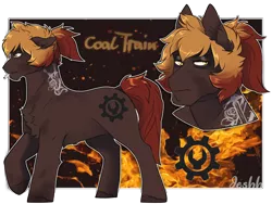 Size: 4000x3000 | Tagged: safe, artist:jeshh, derpibooru import, oc, oc:coal train, unofficial characters only, earth pony, pony, cigarette, male, smoking, solo, stallion