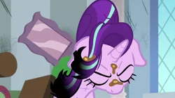 Size: 1920x1080 | Tagged: safe, derpibooru import, screencap, starlight glimmer, pony, a horse shoe-in, floppy ears, mud, singed, solo