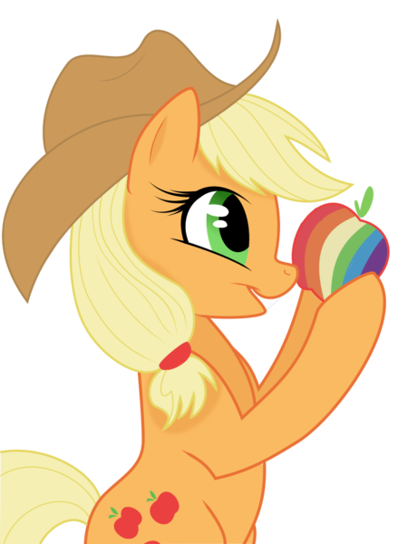 Size: 705x941 | Tagged: safe, artist:constellite, artist:prettypinkpony, derpibooru import, applejack, earth pony, pony, apple, bipedal, cute, female, food, jackabetes, mare, profile, simple background, solo, transparent background, vector, zap apple