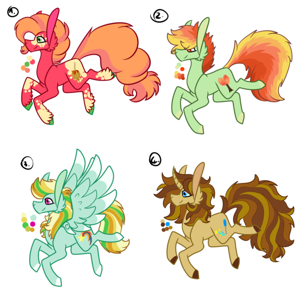 Size: 3000x3000 | Tagged: safe, artist:frairlight, derpibooru import, oc, unnamed oc, unofficial characters only, earth pony, pegasus, pony, unicorn, color palette, colored hooves, curved horn, cutie mark, fluffy tail, horn, offspring, parent:big macintosh, parent:braeburn, parent:doctor whooves, parent:pinkie pie, parent:rainbow dash, parent:sunset shimmer, parents:braedash, parents:doctordash, parents:pinkiemac, parents:sunhooves, simple background, transparent background, unshorn fetlocks