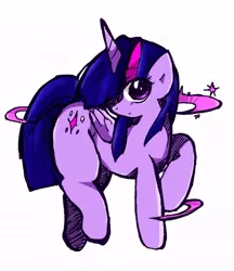 Size: 578x669 | Tagged: safe, artist:xp_r6, derpibooru import, twilight sparkle, twilight sparkle (alicorn), alicorn, pony, cute, female, hair over one eye, looking at you, mare, pixiv, simple background, solo, twiabetes, white background