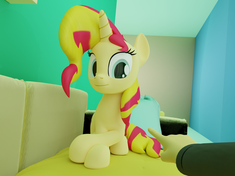 Size: 2000x1500 | Tagged: safe, artist:extremespeed slowpoke, derpibooru import, sunset shimmer, pony, 3d, blender, meme, self ponidox, sunset shimmer day