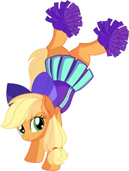 Size: 5544x7317 | Tagged: safe, artist:cyanlightning, derpibooru import, applejack, earth pony, pony, .svg available, absurd resolution, cheerleader, cheerleader outfit, clothes, cute, ear fluff, female, handstand, jackabetes, mare, miniskirt, pleated skirt, pom pom, simple background, skirt, smiling, solo, transparent background, upside down, vector