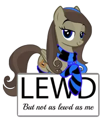 Size: 2912x3496 | Tagged: safe, artist:jackiejak, derpibooru import, oc, oc:soprano, pegasus, pony, bedroom eyes, blue eyes, blue scarf, blue socks, brown mane, brown tail, clothes, female, lewd, pegasus oc, scarf, show accurate, sign, simple background, socks, solo, striped socks, transparent background, vector, wings