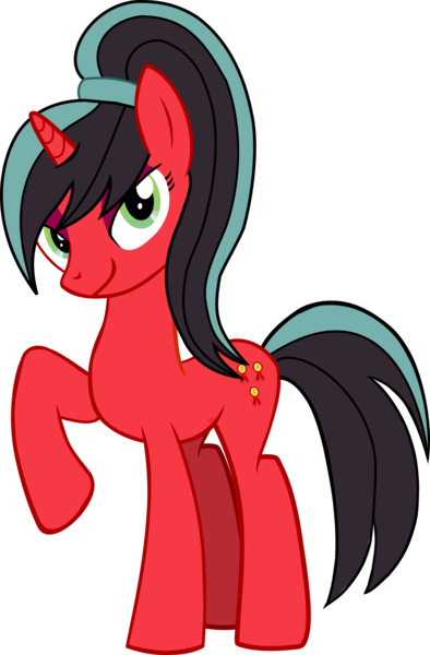 Size: 1197x1824 | Tagged: safe, artist:warszak, derpibooru import, oc, oc:red rosette, pony, female, mare, ponytail, simple background, tall, thin