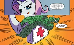 Size: 1920x1170 | Tagged: safe, artist:kate sherron, derpibooru import, idw, rarity, pony, spoiler:comic80, kale, official comic, solo