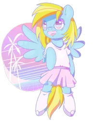 Size: 851x1080 | Tagged: safe, artist:musicfirewind, derpibooru import, oc, oc:cloud cuddler, unofficial characters only, pegasus, pony, clothes, commission, cute, female, glasses, moe, ocbetes, palm tree, pleated skirt, shirt, shoes, simple background, skirt, socks, summer, transparent background, tree, ych result