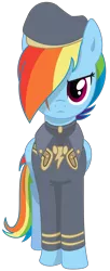 Size: 1239x3043 | Tagged: safe, artist:scarletlightning565, derpibooru import, rainbow dash, pegasus, pony, fallout equestria, fanfic, alternate hairstyle, clothes, fanfic art, female, hair over one eye, hooves, mare, ministry mares, ministry of awesome, scar, simple background, solo, transparent background, wings